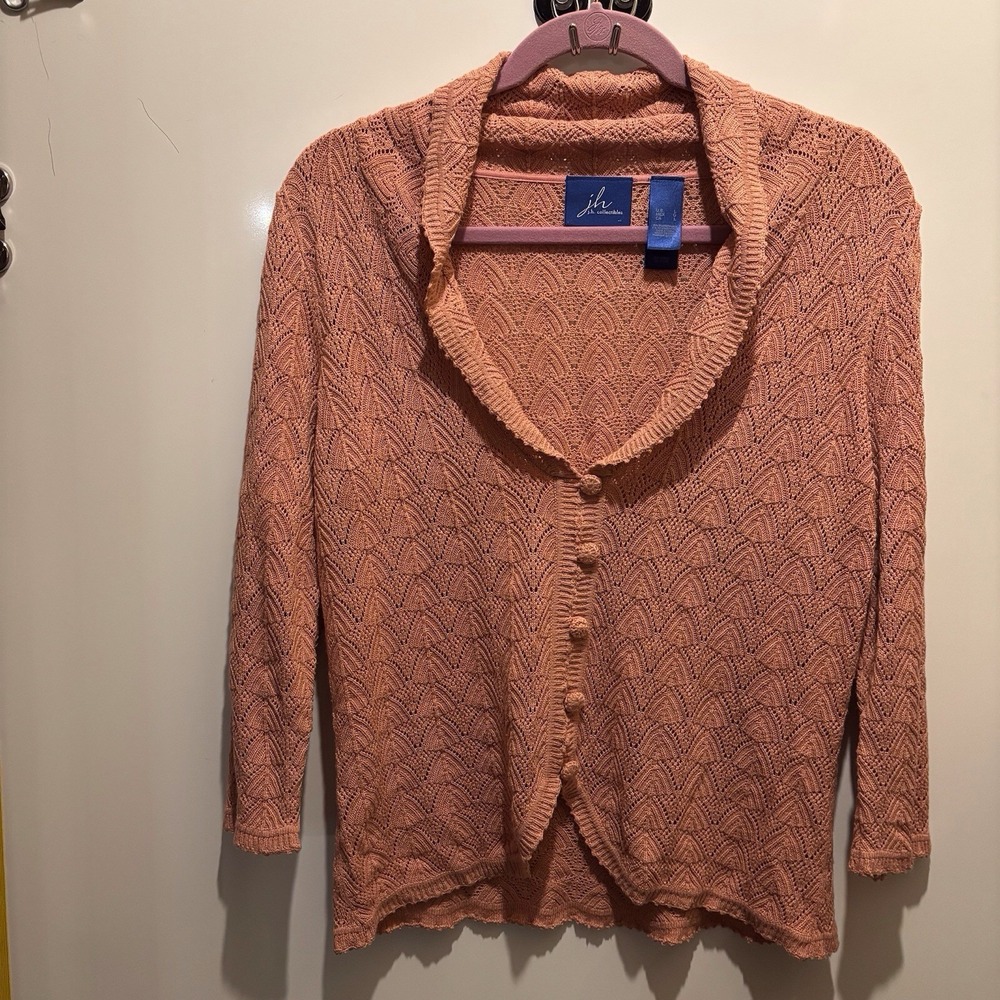 JH Collectibles Sweater‎ Size Large 40" Chest X 19" Length Mauve Pink Cardigan